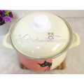 Enamelware soup pan pot with enamel handle and lid plastic knob with full decal